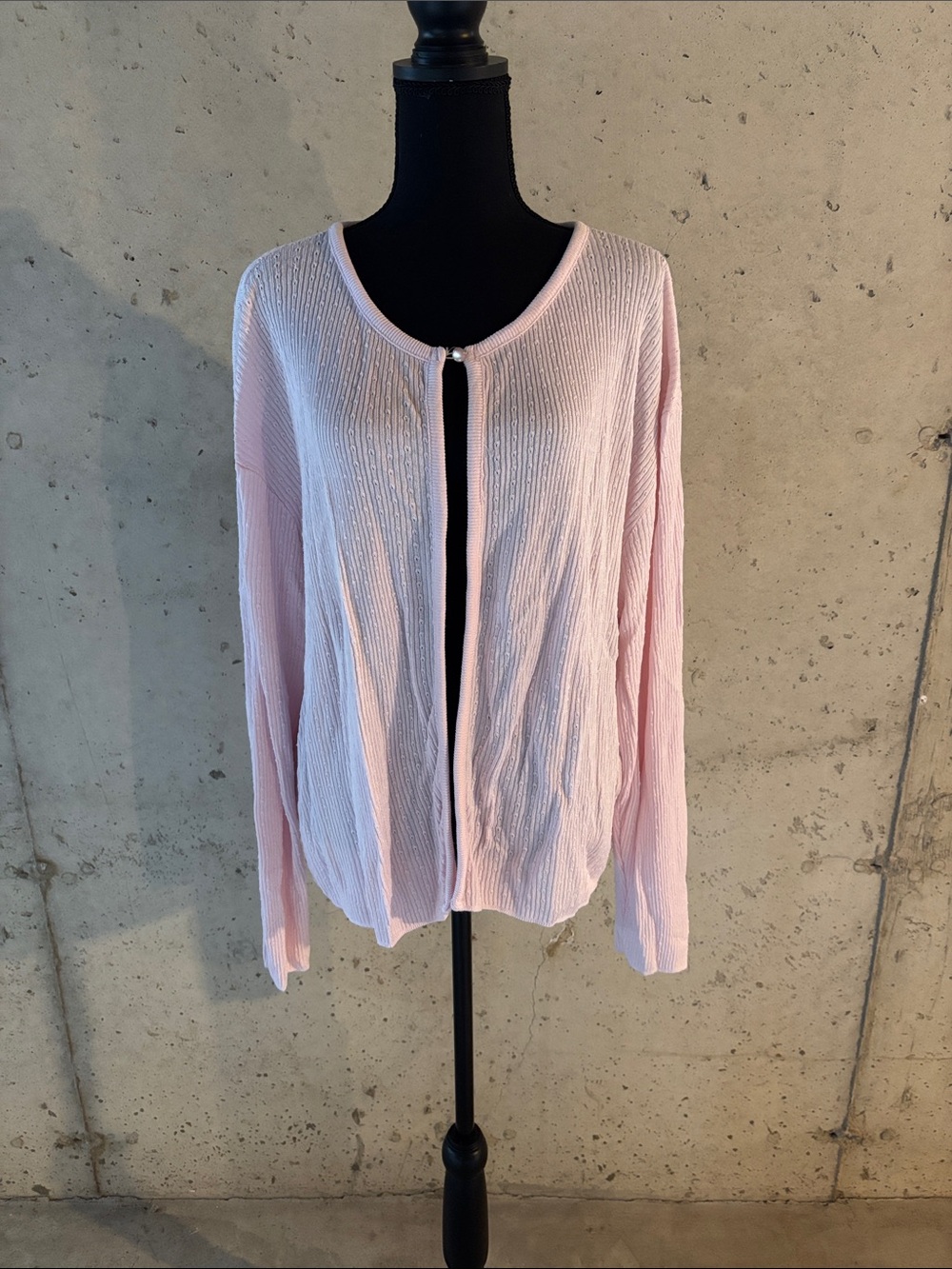 Light Pink Women's Open Cardigan with Pearl Closure